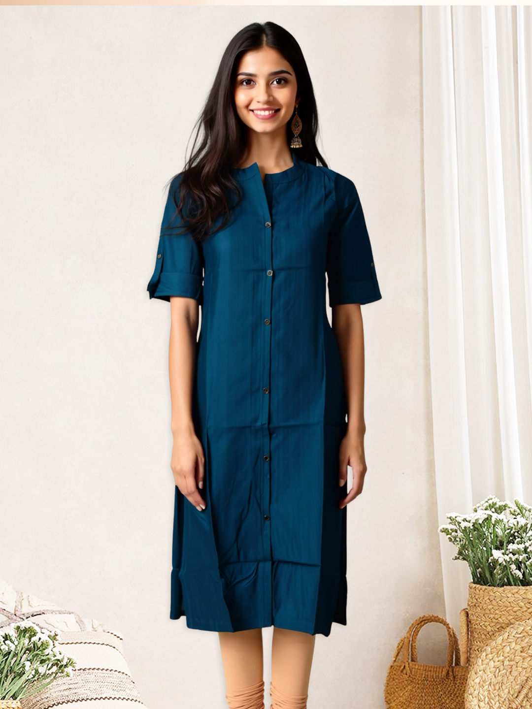 Picture of Elegant High Round Mandarin Collar  Neckline Kurta